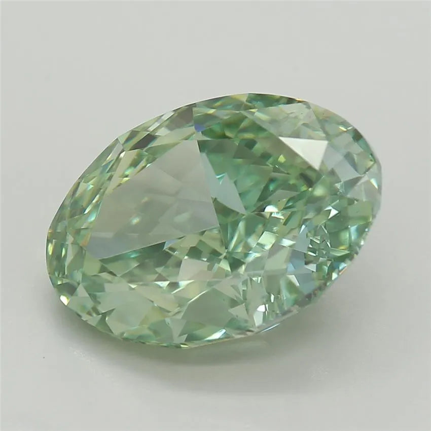 3.07ct Oval Lab Grown Diamond (Colour Fancy Vivid Green, Clarity VVS2, IGI Certified)