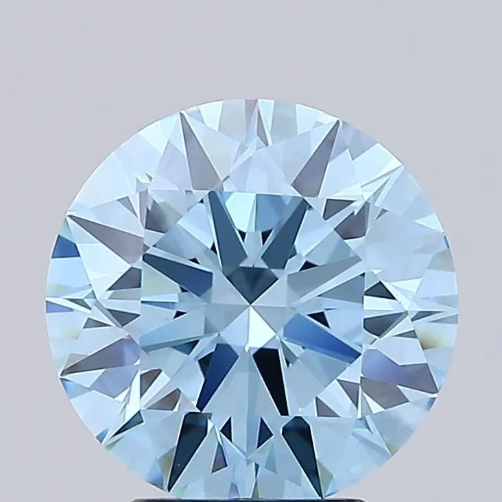 3.07ct Round Lab Grown Diamond (Colour Fancy Vivid Blue, Clarity IF, Cut ID, IGI Certified)