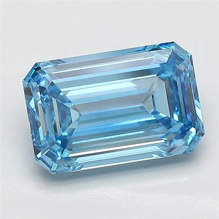 3.08ct Emerald Lab Grown Diamond (Colour Fancy Vivid Blue, Clarity VVS2, IGI Certified)