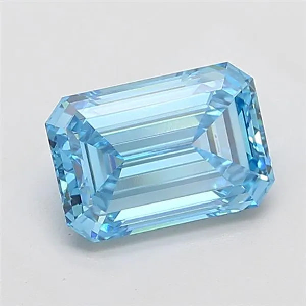 3.08ct Emerald Lab Grown Diamond (Colour Fancy Vivid Blue, Clarity VVS2, IGI Certified)