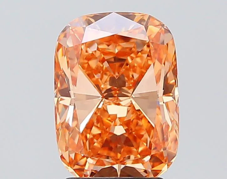 3.10ct Cushion modified Lab Grown Diamond (Colour Fancy Vivid Orangey Pink, Clarity VVS2, IGI Certified)