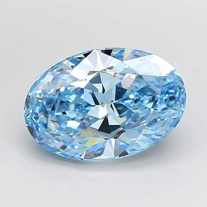 3.10ct Oval Lab Grown Diamond (Colour Fancy Vivid Blue, Clarity VVS1, IGI Certified)