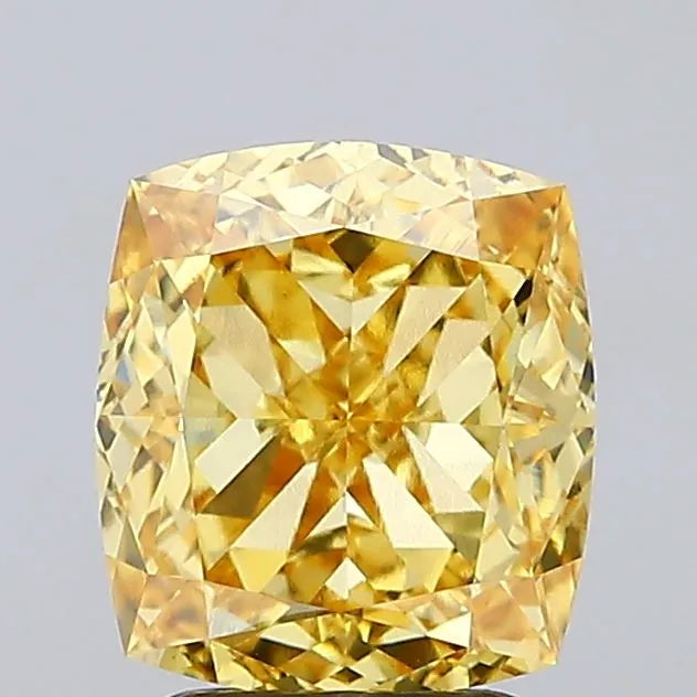 3.11ct Cushion modified Lab Grown Diamond (Colour Fancy Vivid Yellow, Clarity VS1, IGI Certified)