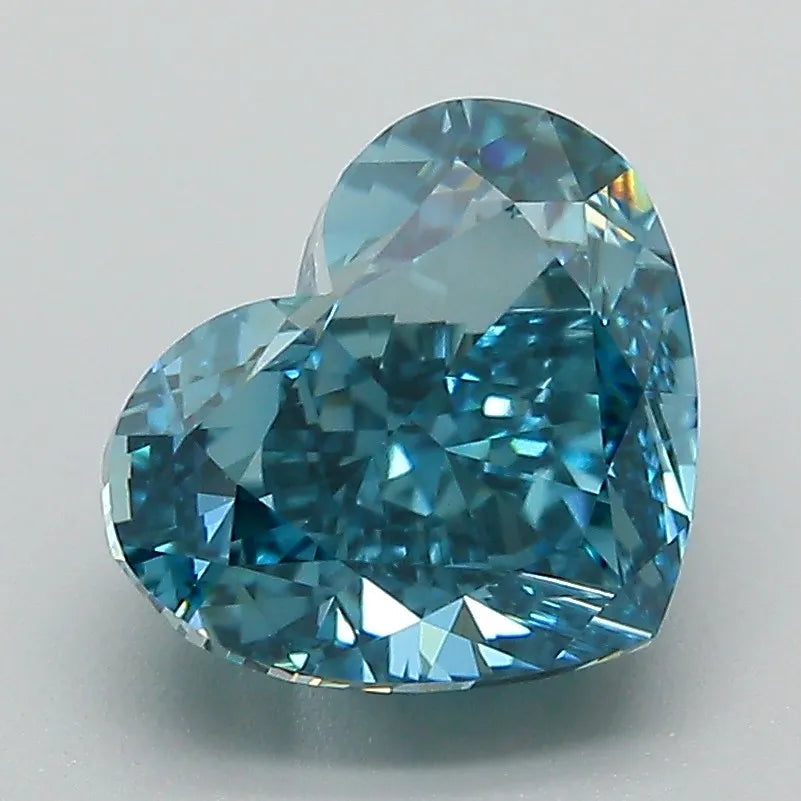 3.14ct Heart Lab Grown Diamond (Colour Fancy Vivid Blue, Clarity VVS2, IGI Certified)