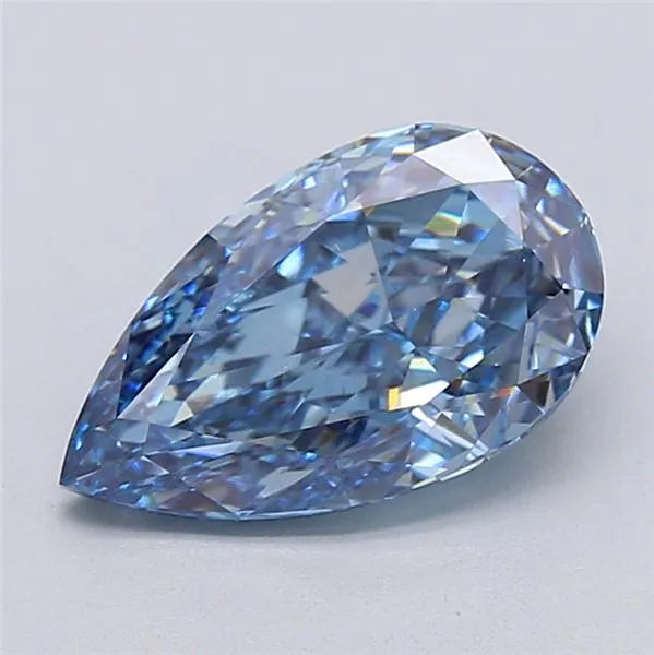3.14ct Pear Lab Grown Diamond (Colour Fancy Vivid Blue, Clarity VVS2, IGI Certified)