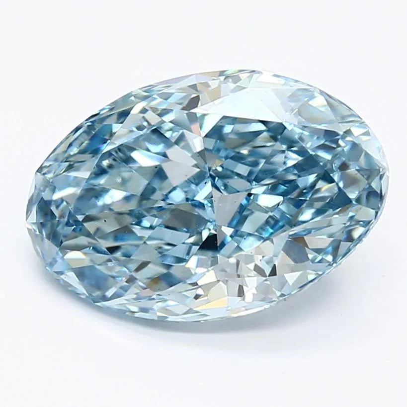3.16ct Oval Lab Grown Diamond (Colour Fancy Vivid Blue, Clarity VS1, IGI Certified)