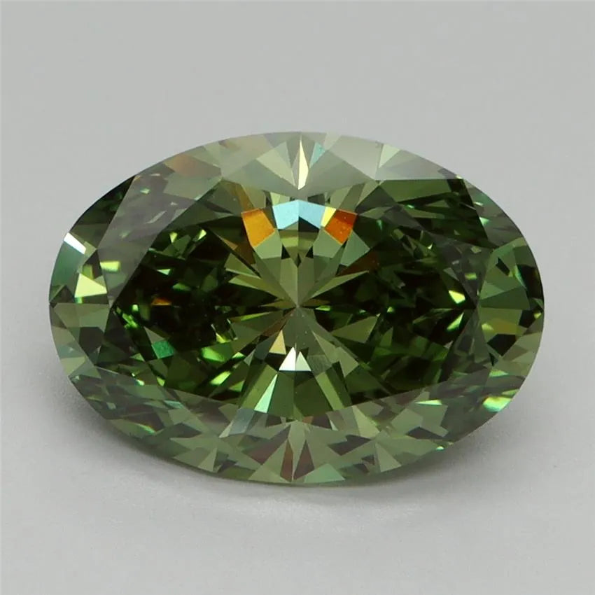 3.18ct Oval Lab Grown Diamond (Colour Fancy Vivid Green, Clarity VS1, IGI Certified)