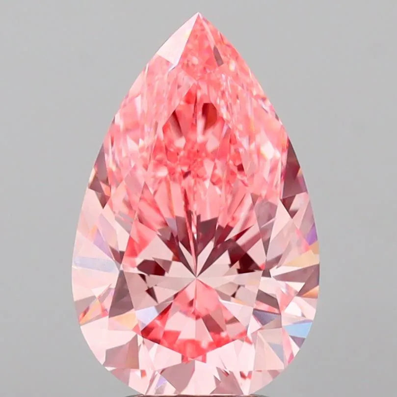 3.24ct Pear Lab Grown Diamond (Colour Fancy Vivid Pink, Clarity VVS2, IGI Certified)