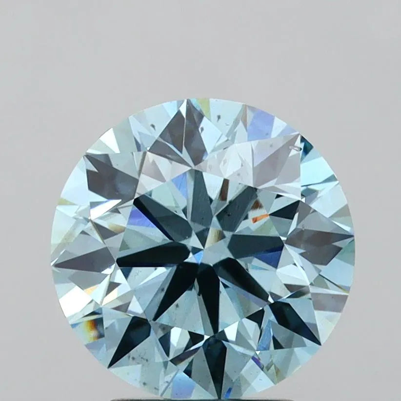 3.24ct Round Lab Grown Diamond (Colour Fancy Vivid Blue, Clarity SI1, Cut ID, IGI Certified)