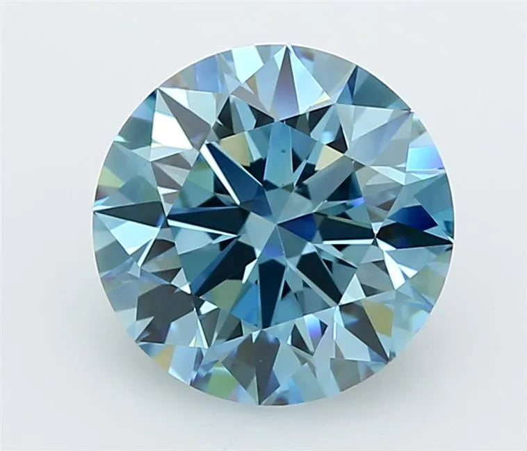 3.28ct Round Lab Grown Diamond (Colour Fancy Vivid Blue, Clarity VS1, Cut ID, IGI Certified)