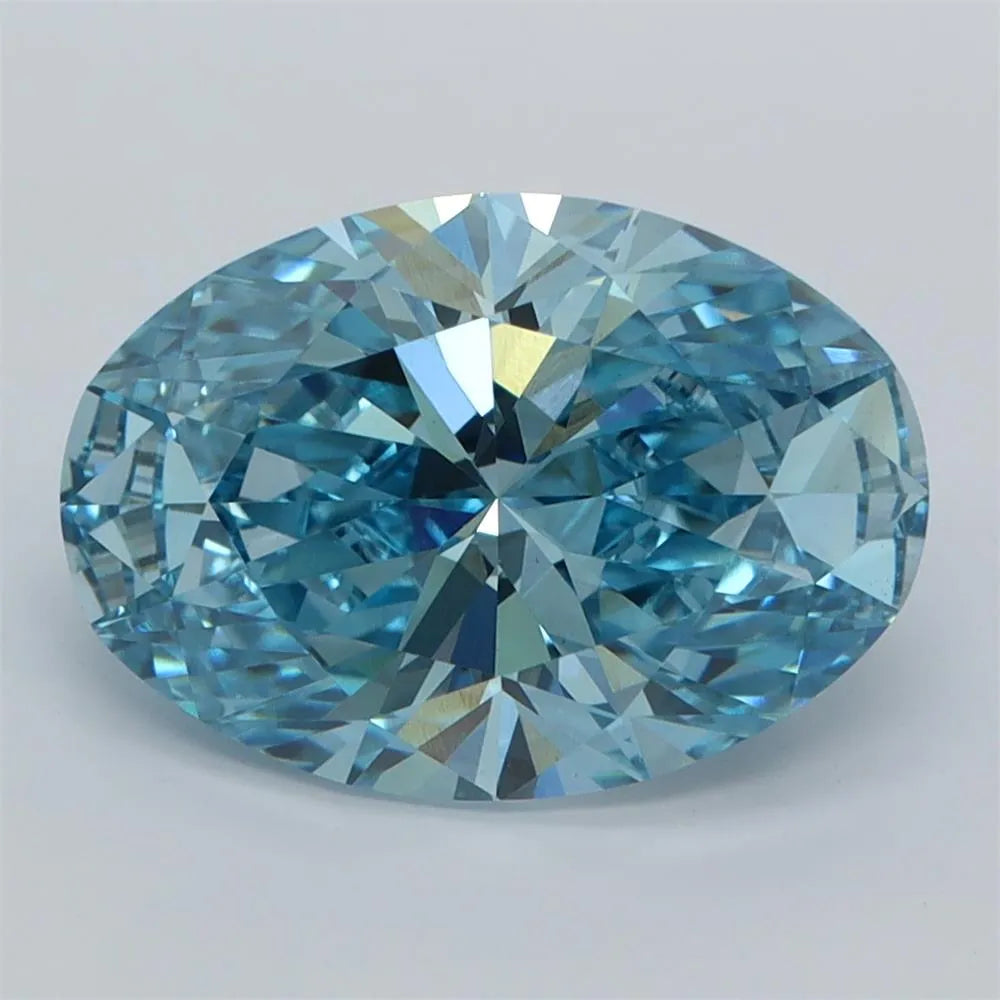 3.36ct Oval Lab Grown Diamond (Colour Fancy Vivid Blue, Clarity VVS2, IGI Certified)