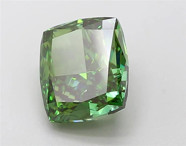 3.38ct Cushion modified Lab Grown Diamond (Colour Fancy Vivid Green, Clarity VVS2, IGI Certified)