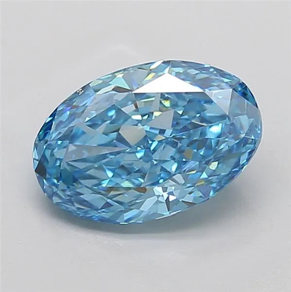 3.46ct Oval Lab Grown Diamond (Colour Fancy Vivid Blue, Clarity VVS2, IGI Certified)