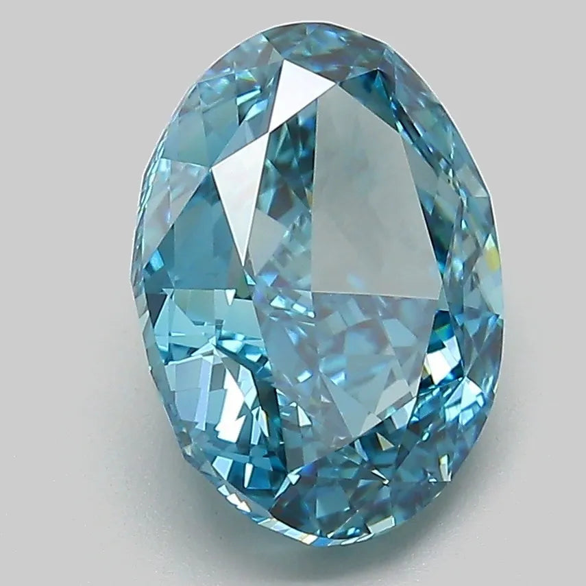 3.48ct Oval Lab Grown Diamond (Colour Fancy Vivid Blue, Clarity VVS2, IGI Certified)