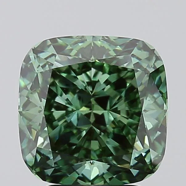 3.50ct Cushion modified Lab Grown Diamond (Colour Fancy Vivid Green, Clarity VS2, IGI Certified)