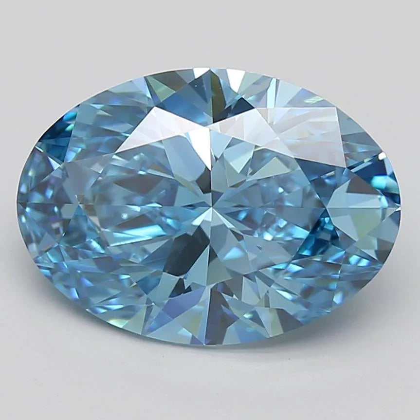 3.55ct Oval Lab Grown Diamond (Colour Fancy Vivid Blue, Clarity VVS2, Cut EX, IGI Certified)