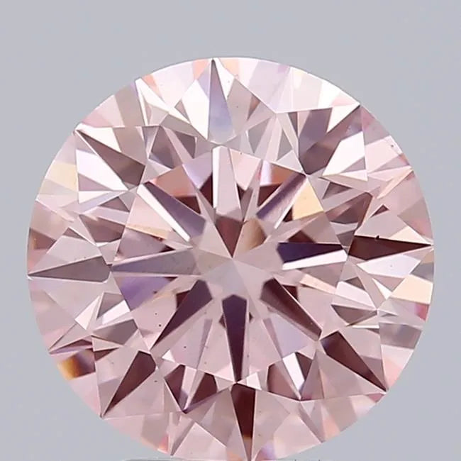 3.72ct Round Lab Grown Diamond (Colour Fancy Vivid Pink, Clarity VS2, Cut ID, IGI Certified)
