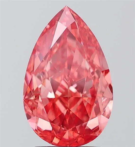3.76ct Pear Lab Grown Diamond (Colour Fancy Vivid Orangey Pink, Clarity VS1, IGI Certified)