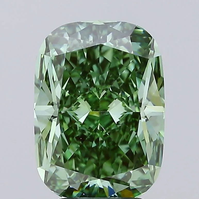 3.79ct Cushion modified Lab Grown Diamond (Colour Fancy Vivid Green, Clarity VVS2, IGI Certified)