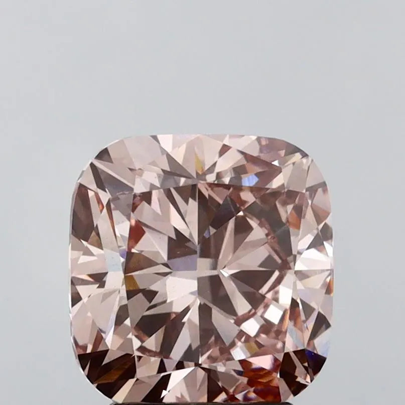 4.00ct Cushion brilliant Lab Grown Diamond (Colour Fancy Light Brown Pink, Clarity VS2, IGI Certified)