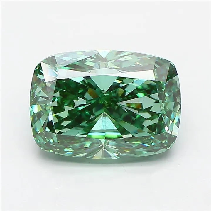 4.00ct Cushion modified Lab Grown Diamond (Colour Fancy Vivid Green, Clarity VS1, IGI Certified)