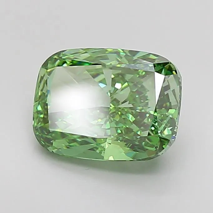 4.00ct Cushion modified Lab Grown Diamond (Colour Fancy Vivid Green, Clarity VVS2, IGI Certified)