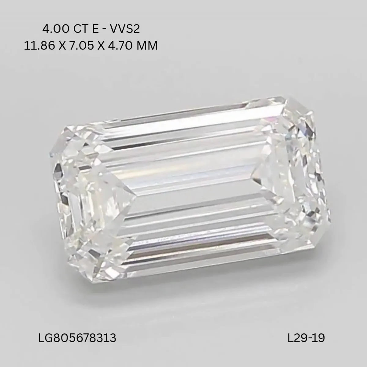 4.00ct Emerald Lab Grown Diamond (Colour E, Clarity VVS2, IGI Certified)
