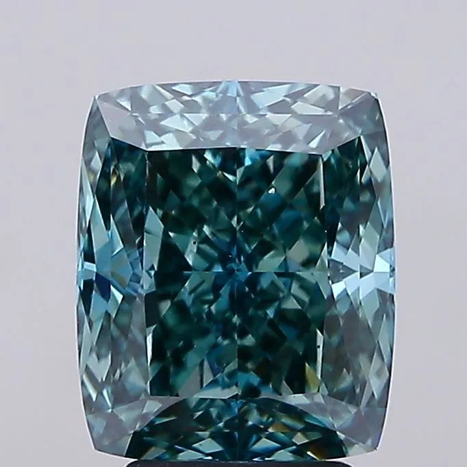 4.01ct Cushion modified Lab Grown Diamond (Colour Fancy Vivid Green, Clarity VS1, IGI Certified)