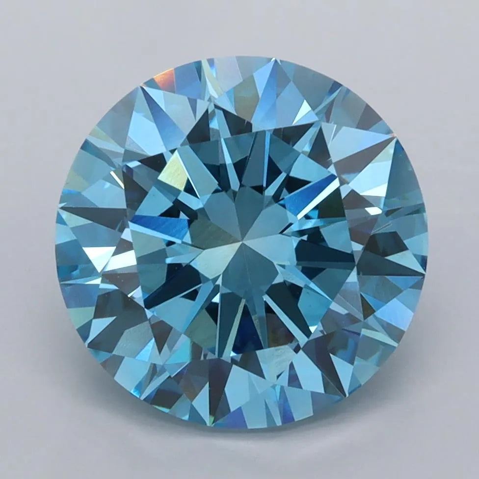4.01ct Round Lab Grown Diamond (Colour Fancy Vivid Blue, Clarity VVS2, Cut EX, IGI Certified)