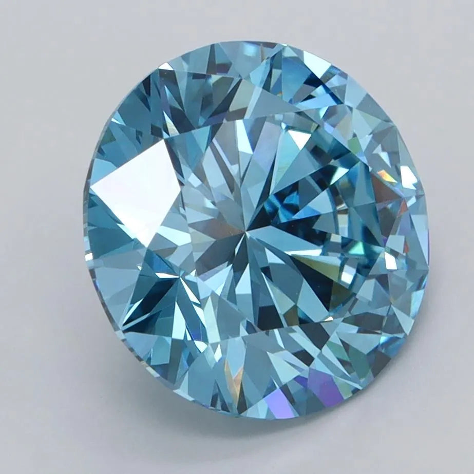 4.01ct Round Lab Grown Diamond (Colour Fancy Vivid Blue, Clarity VVS2, Cut EX, IGI Certified)