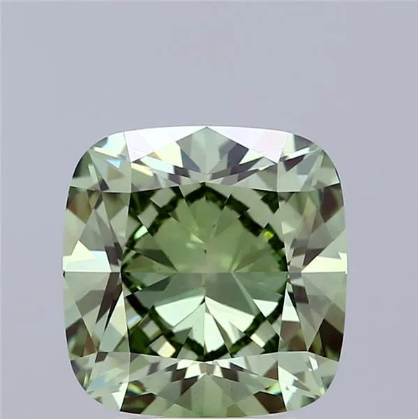 4.04ct Cushion brilliant Lab Grown Diamond (Colour Fancy Vivid Green, Clarity VS1, IGI Certified)