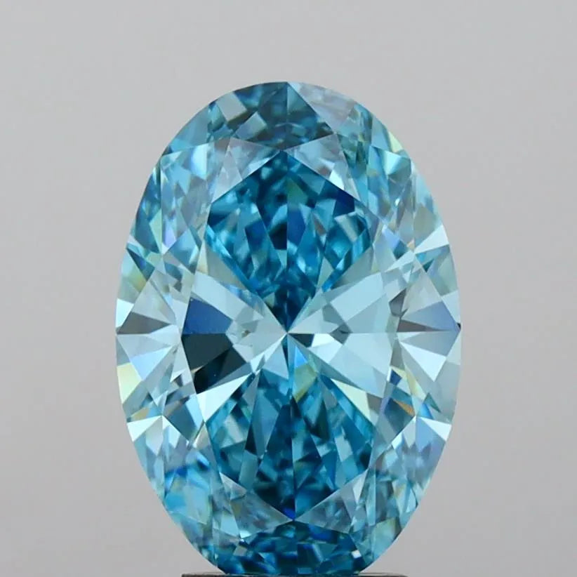 4.06ct Oval Lab Grown Diamond (Colour Fancy Vivid Blue, Clarity VS1, IGI Certified)