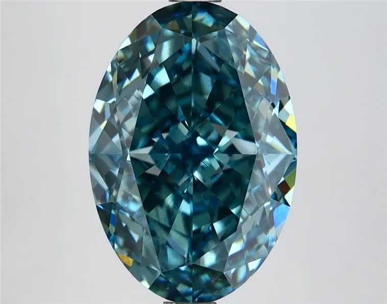 4.06ct Oval Lab Grown Diamond (Colour Fancy Vivid Green Blue, Clarity VVS2, IGI Certified)