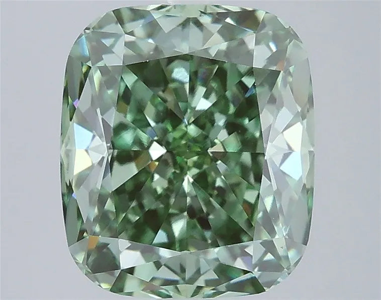 4.08ct Cushion modified Lab Grown Diamond (Colour Fancy Vivid Green, Clarity VVS2, IGI Certified)