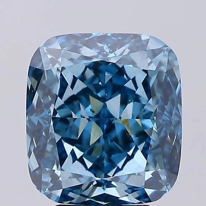 4.15ct Cushion modified Lab Grown Diamond (Colour Fancy Vivid Blue, Clarity VS2, IGI Certified)
