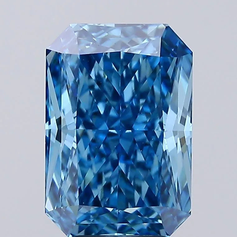 4.15ct Radiant Lab Grown Diamond (Colour Fancy Vivid Blue, Clarity VVS2, IGI Certified)