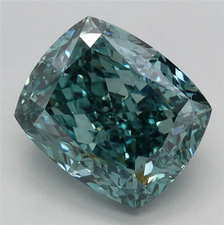 4.16ct Cushion modified Lab Grown Diamond (Colour Fancy Vivid Green, Clarity VVS2, IGI Certified)