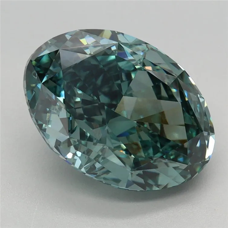 4.26ct Oval Lab Grown Diamond (Colour Fancy Vivid Green, Clarity VVS2, IGI Certified)
