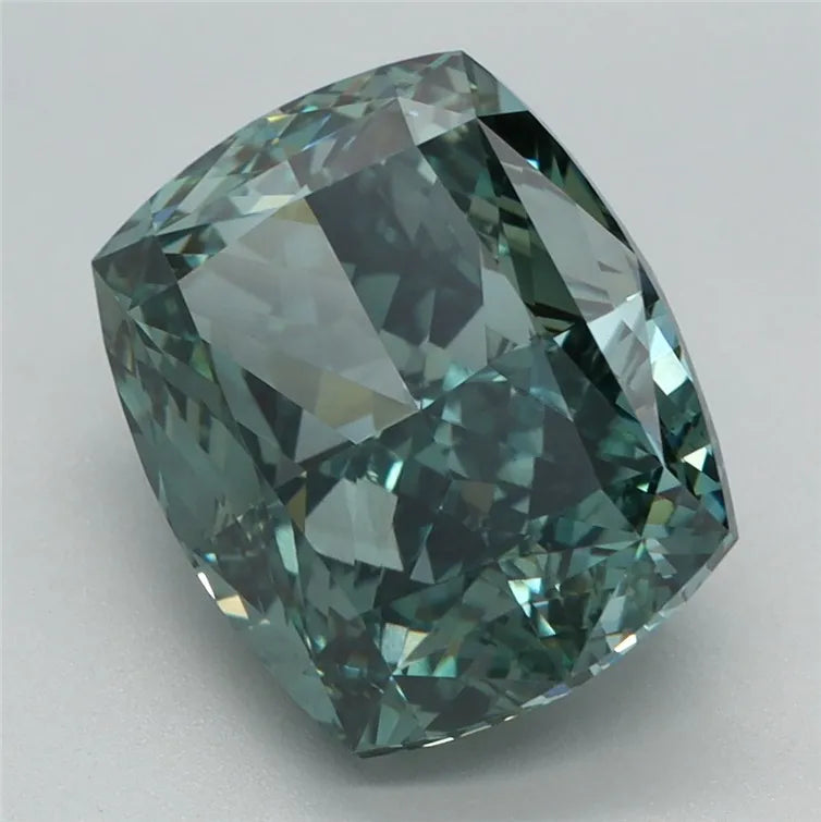 4.38ct Cushion modified Lab Grown Diamond (Colour Fancy Vivid Green, Clarity VVS2, IGI Certified)