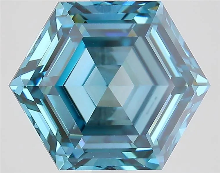 4.39ct Hexagonal Lab Grown Diamond (Colour Fancy Vivid Blue, Clarity VVS2, IGI Certified)