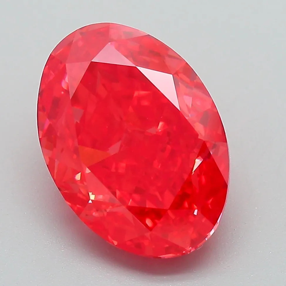 4.51ct Oval Lab Grown Diamond (Colour Fancy Vivid Red, Clarity VVS2, IGI Certified)