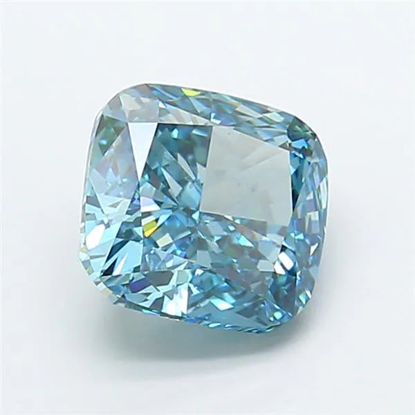 4.59ct Cushion modified Lab Grown Diamond (Colour Fancy Vivid Greenish Blue, Clarity VS1, IGI Certified)