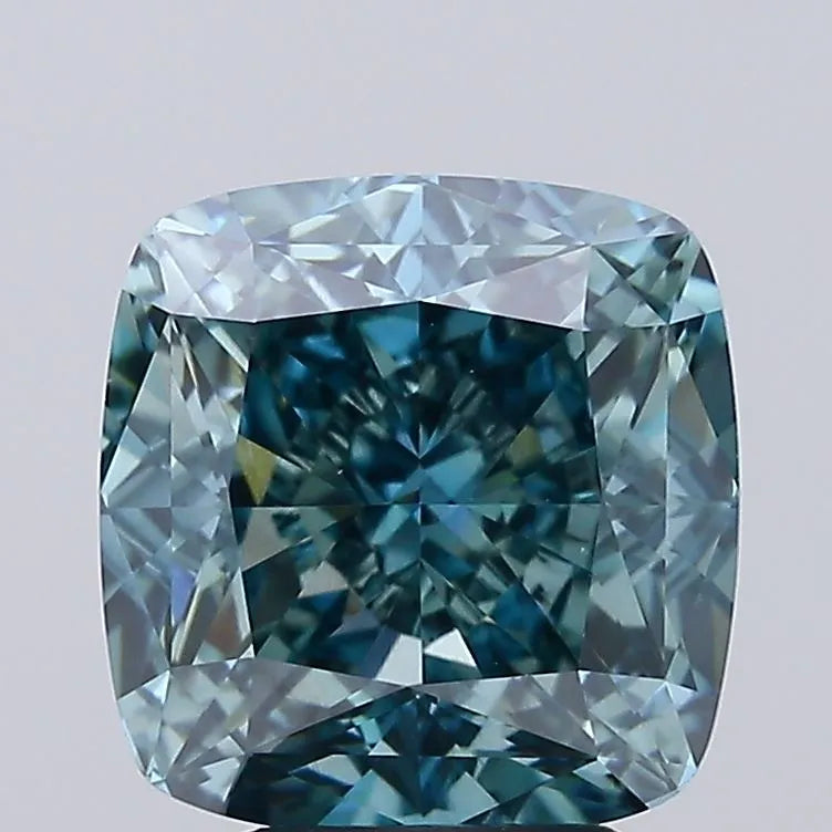 4.94ct Cushion modified Lab Grown Diamond (Colour Fancy Vivid Blue Green, Clarity VVS2, IGI Certified)