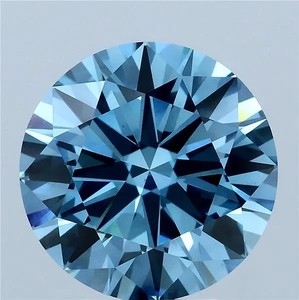 5.00ct Round Lab Grown Diamond (Colour Fancy Vivid Blue, Clarity VS1, Cut EX, IGI Certified)