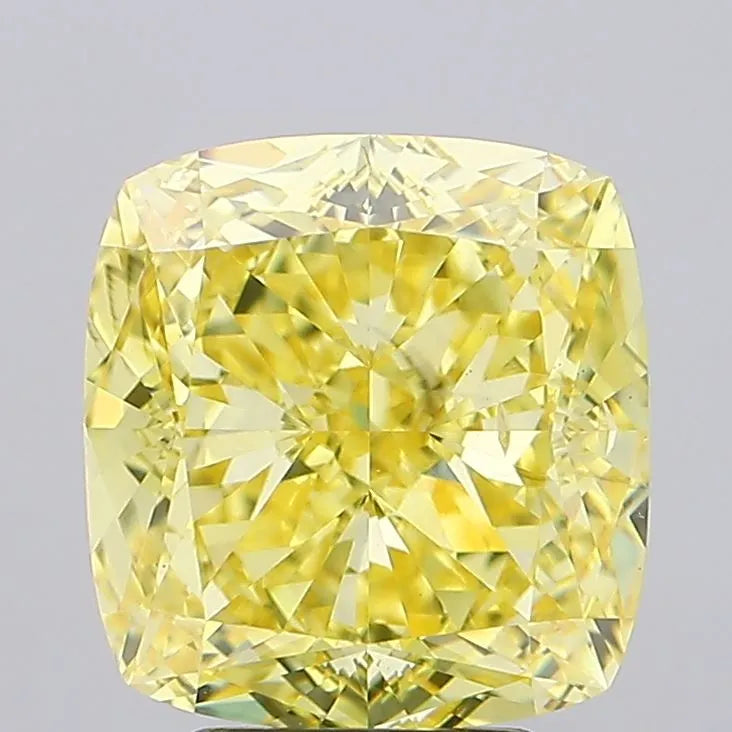5.03ct Cushion modified Lab Grown Diamond (Colour Fancy Vivid Yellow, Clarity SI1, IGI Certified)