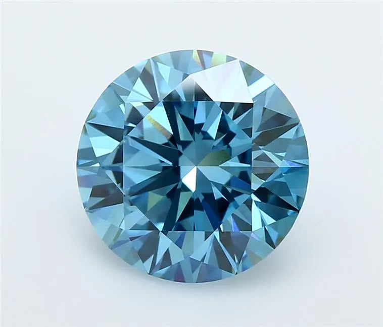 5.04ct Round Lab Grown Diamond (Colour Fancy Vivid Blue, Clarity VVS2, Cut ID, IGI Certified)
