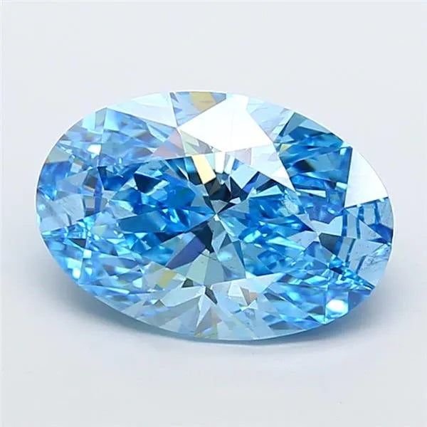 5.08ct Oval Lab Grown Diamond (Colour Fancy Vivid Blue, Clarity VS2, IGI Certified)
