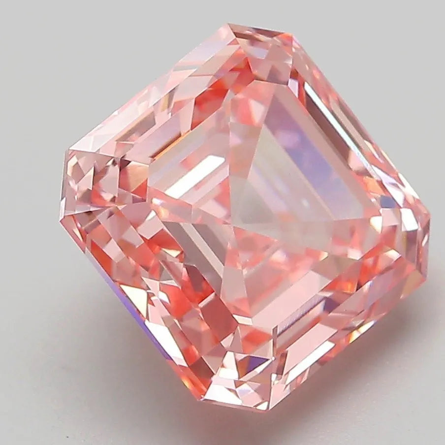5.16ct Asscher Lab Grown Diamond (Colour Fancy Vivid Pink, Clarity VVS2, IGI Certified)