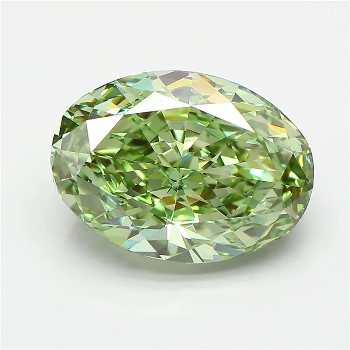 5.24ct Oval Lab Grown Diamond (Colour Fancy Vivid Green, Clarity VVS2, IGI Certified)