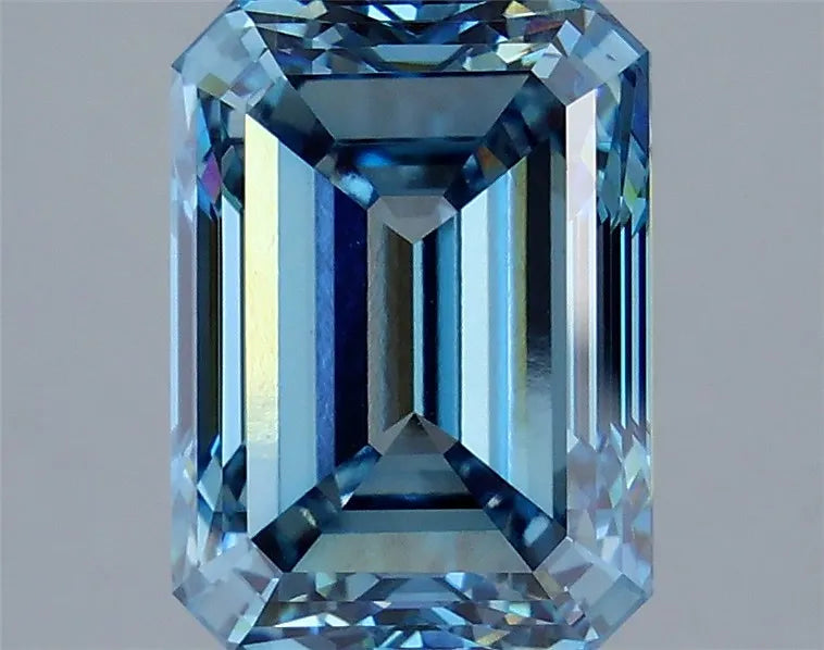5.44ct Emerald Lab Grown Diamond (Colour Fancy Vivid Blue, Clarity VVS2, IGI Certified)